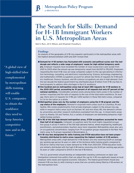 Demand for H-1B Immigrant Workers in US Metropolitan Areas