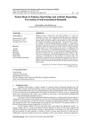 Pocket Book to Enhance Knowledge and Attitude Regarding Prevention of Soil-Transmitted Helminth