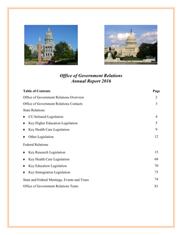 Office of Government Relations Annual Report 2016