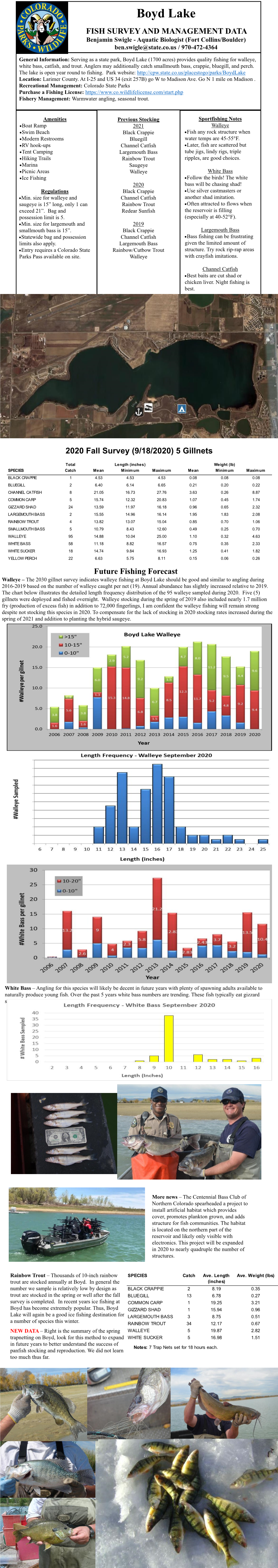 Boyd Lake FISH SURVEY and MANAGEMENT DATA Benjamin Swigle - Aquatic Biologist (Fort Collins/Boulder) Ben.Swigle@State.Co.Us / 970-472-4364