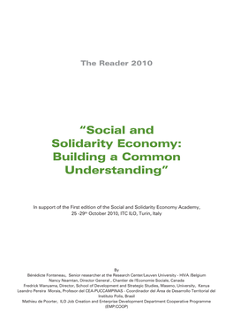 “Social and Solidarity Economy: Building a Common Understanding”