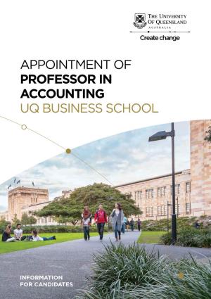 Appointment of Professor in Accounting Uq Business School