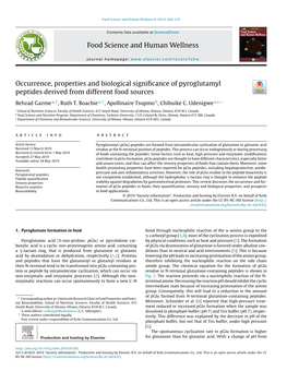 Occurrence, Properties and Biological Significance of Pyroglutamyl