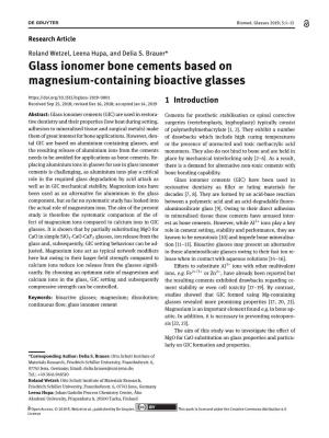 Glass Ionomer Bone Cements Based on Magnesium-Containing Bioactive