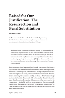 Raised for Our Justification: the Resurrection and Penal Substitution