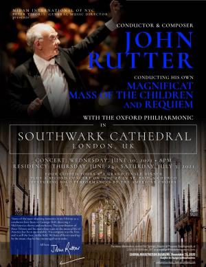 John Rutter Conducting His Own Magnificat Mass of the Children and Requiem with the Oxford Philharmonic in Southwark Cathedral London, Uk