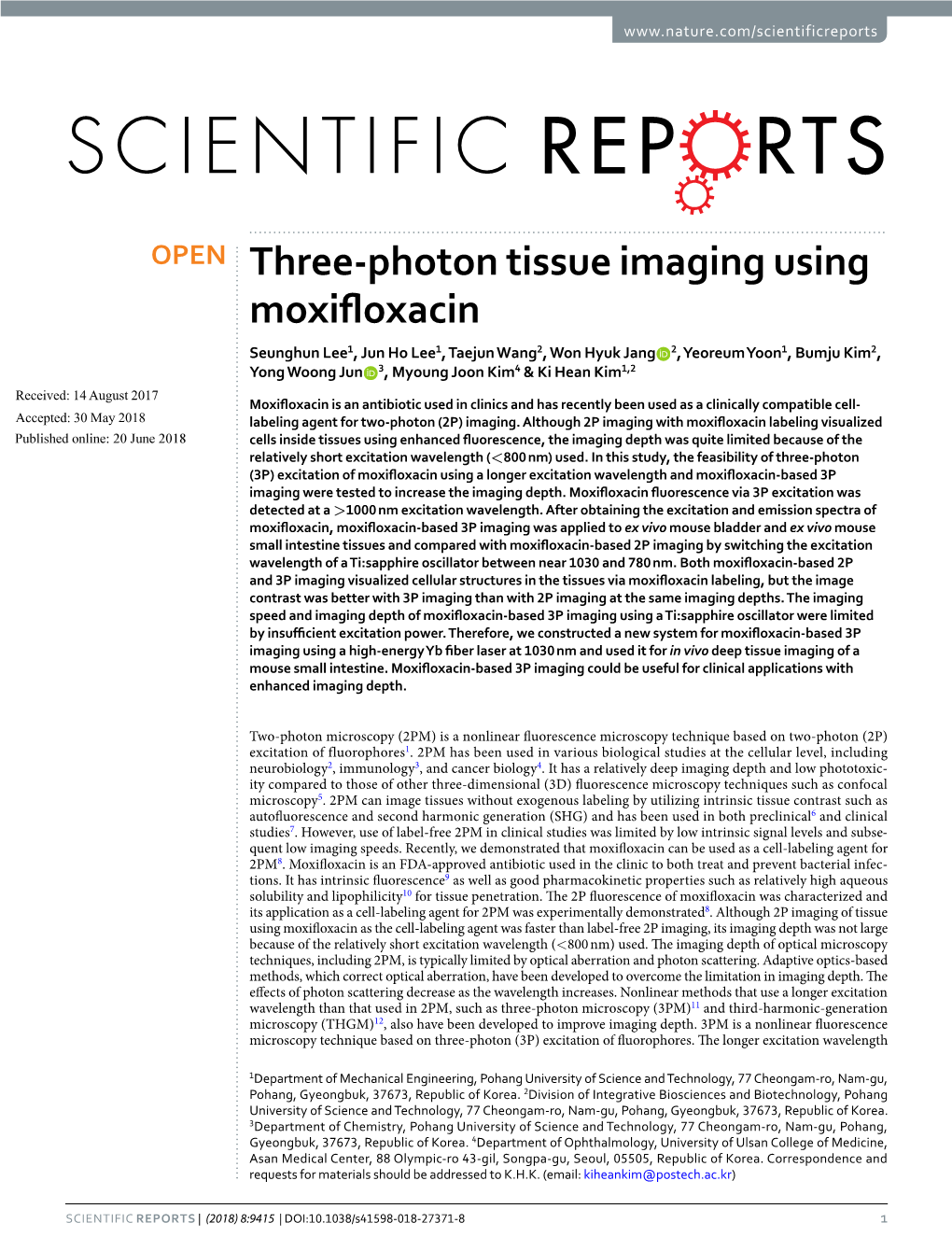 Three-Photon Tissue Imaging Using Moxifloxacin