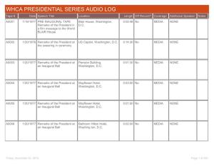 Whca Presidential Series Audio