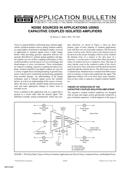 Noise Sources in Applications Using Capacitive Coupled Isolated Amplifiers