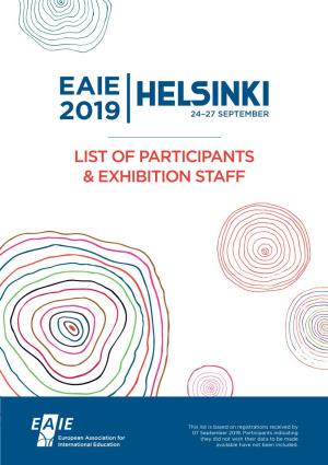List of Participants & Exhibition Staff