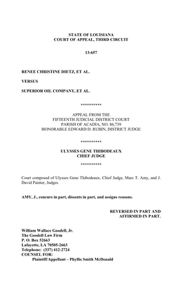 State of Louisiana Court of Appeal, Third Circuit 13-657