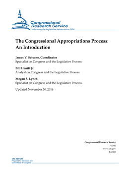 The Congressional Appropriations Process: an Introduction