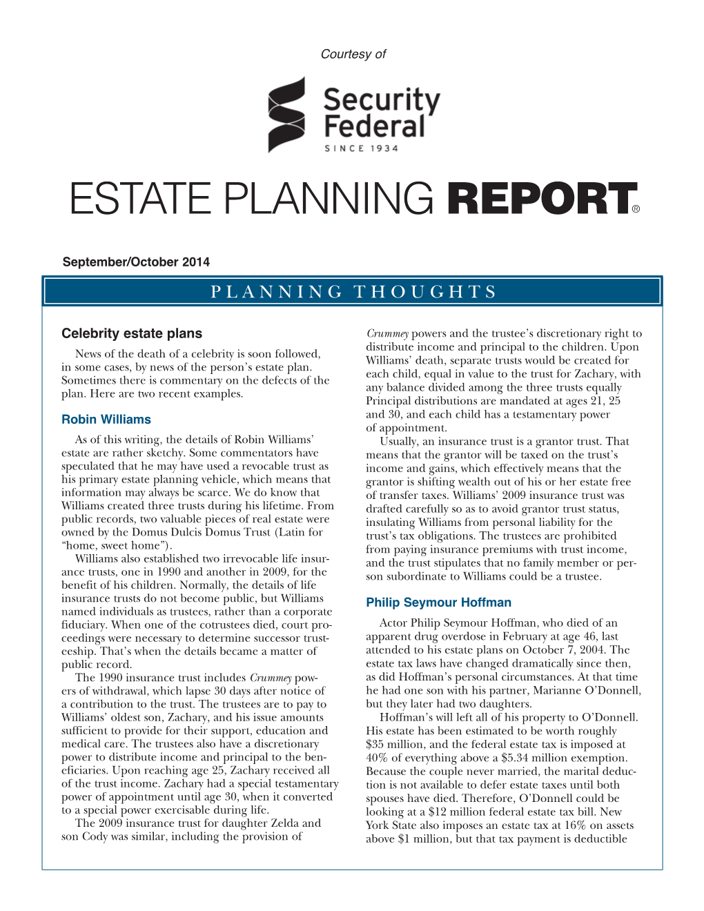 Estate Planning Report