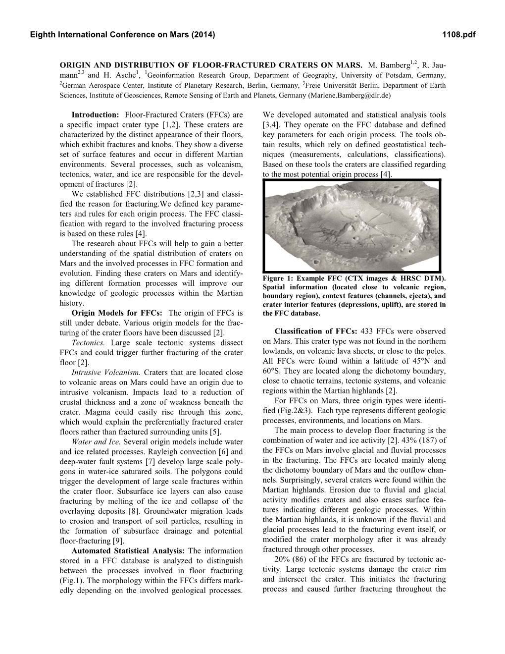 Origin and Distribution of Floor-Fractured Craters on Mars