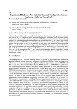 49 Experimental Study on a New Spherical Tokamak Configuration Scheme Employing a Spherical Snowplough S