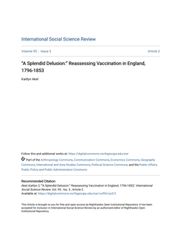 Reassessing Vaccination in England, 1796-1853