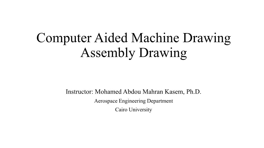 Computer Aided Machine Drawing Assembly Drawing