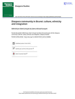 Diaspora Community in Brunei: Culture, Ethnicity and Integration