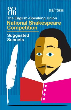 Suggested Sonnets the English-Speaking Union National Shakespeare Competition INDEX of SUGGESTED SONNETS