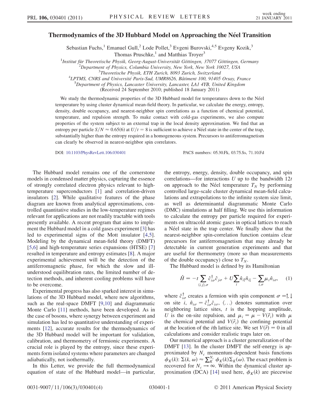 Thermodynamics of the 3D Hubbard Model on Approaching the Nйel