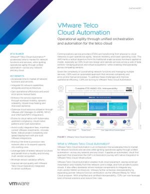 Vmware Telco Cloud Automation Operational Agility Through Unified Orchestration and Automation for the Telco Cloud