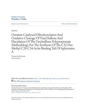 Osmium Catalyzed Dihydroxylation and Oxidative Cleavage of Vinyl