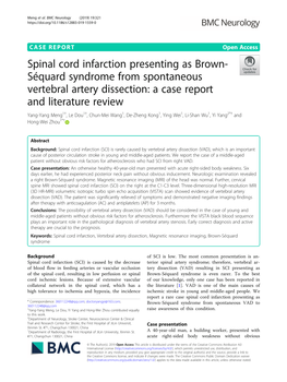 Spinal Cord Infarction Presenting As Brown-Séquard