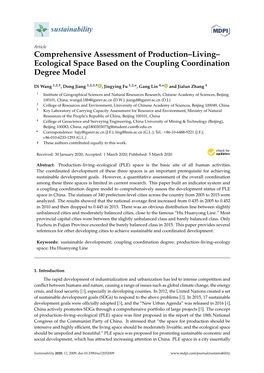 Comprehensive Assessment of Production–Living– Ecological Space Based on the Coupling Coordination Degree Model