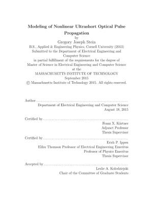 Modeling of Nonlinear Ultrashort Optical Pulse Propagation