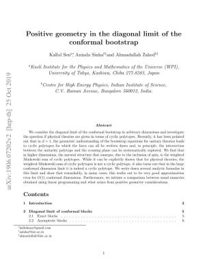 Positive Geometry in the Diagonal Limit of the Conformal Bootstrap Arxiv:1906.07202V2 [Hep-Th] 25 Oct 2019