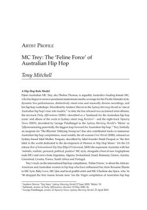 MC Trey: the 'Feline Force' of Australian Hip Hop Tony Mitchell