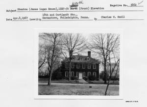 Stenton (James Logan House), 17-27-3^ North (Front) Elevation Subject 18Th and Cortlandt Sts., Charles W