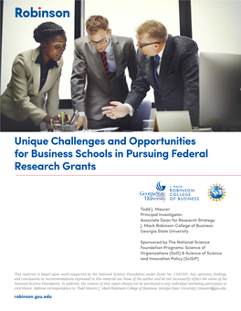 Unique Challenges and Opportunities for Business Schools in Pursuing Federal Research Grants