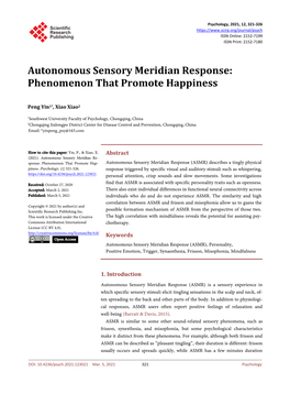 Autonomous Sensory Meridian Response: Phenomenon That Promote Happiness