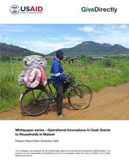 Operational Innovations in Cash Grants to Households in Malawi