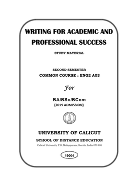 Writing for Academic and Professional Success