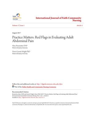 Red Flags in Evaluating Adult Abdominal Pain Mary Branstetter DNP Western Kentucky University