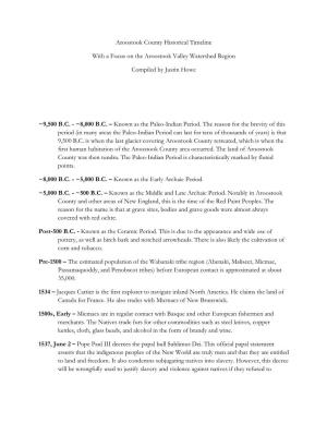 Aroostook County Historical Timeline