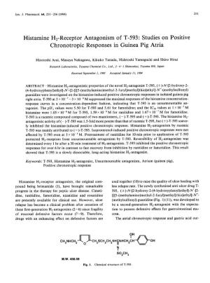Histamine H2-Receptor Antagonism of T-593: Studies on Positive Chronotropic Responses in Guinea Pig Atria