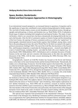 Space, Borders, Borderlands: Global and East European Approaches in Historiography 43