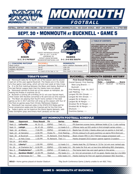SEPT. 30 • MONMOUTH at BUCKNELL • GAME 5