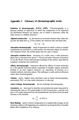 Appendix 1 Glossary of Chromatographic Terms