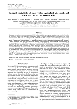 Subgrid Variability of Snow Water Equivalent at Operational Snow Stations in the Western USA