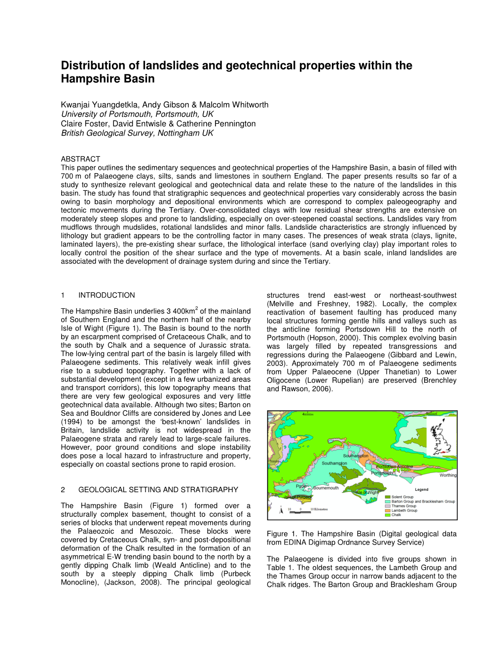 Distribution of Landslides and Geotechnical Properties Within the Hampshire Basin