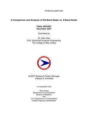 A Comparison and Analysis of KA-Band Radar Vs. X-Band Radar