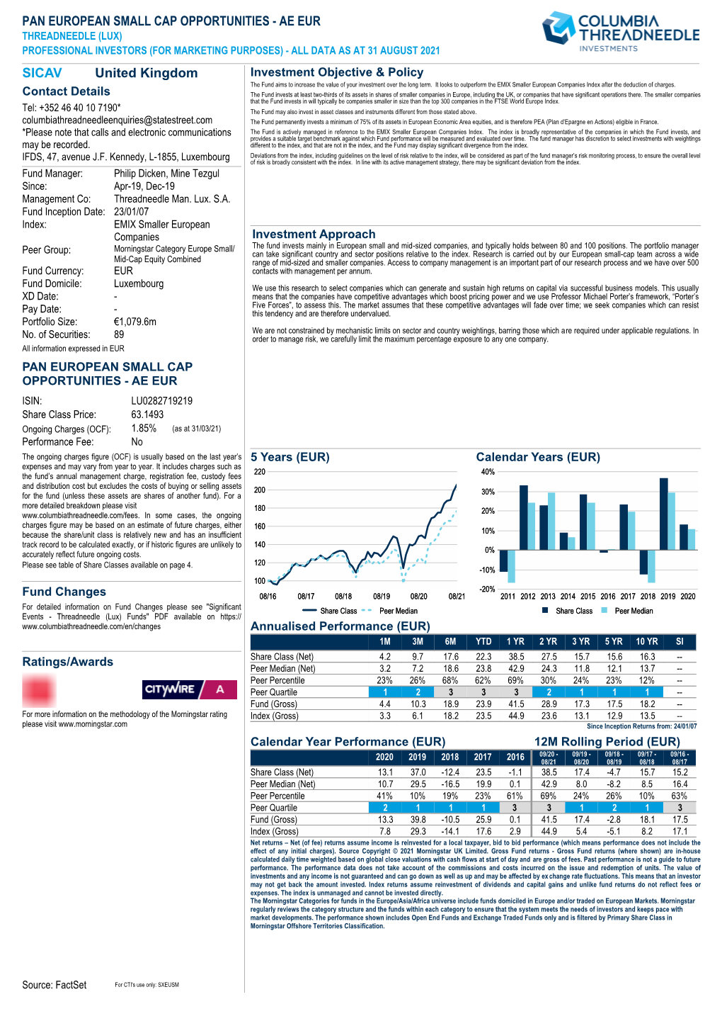 Professional Investor Fund Factsheet