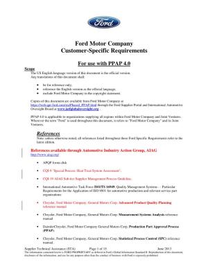 Ford Motor Company Customer-Specific Requirements