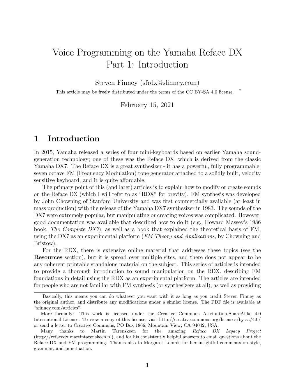 Voice Programming on the Yamaha Reface DX Part 1: Introduction