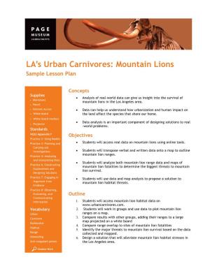 Mountain Lions Sample Lesson Plan