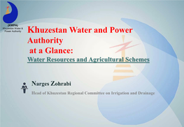 Khuzestan Water and Power Authority at a Glance: Water Resources and Agricultural Schemes